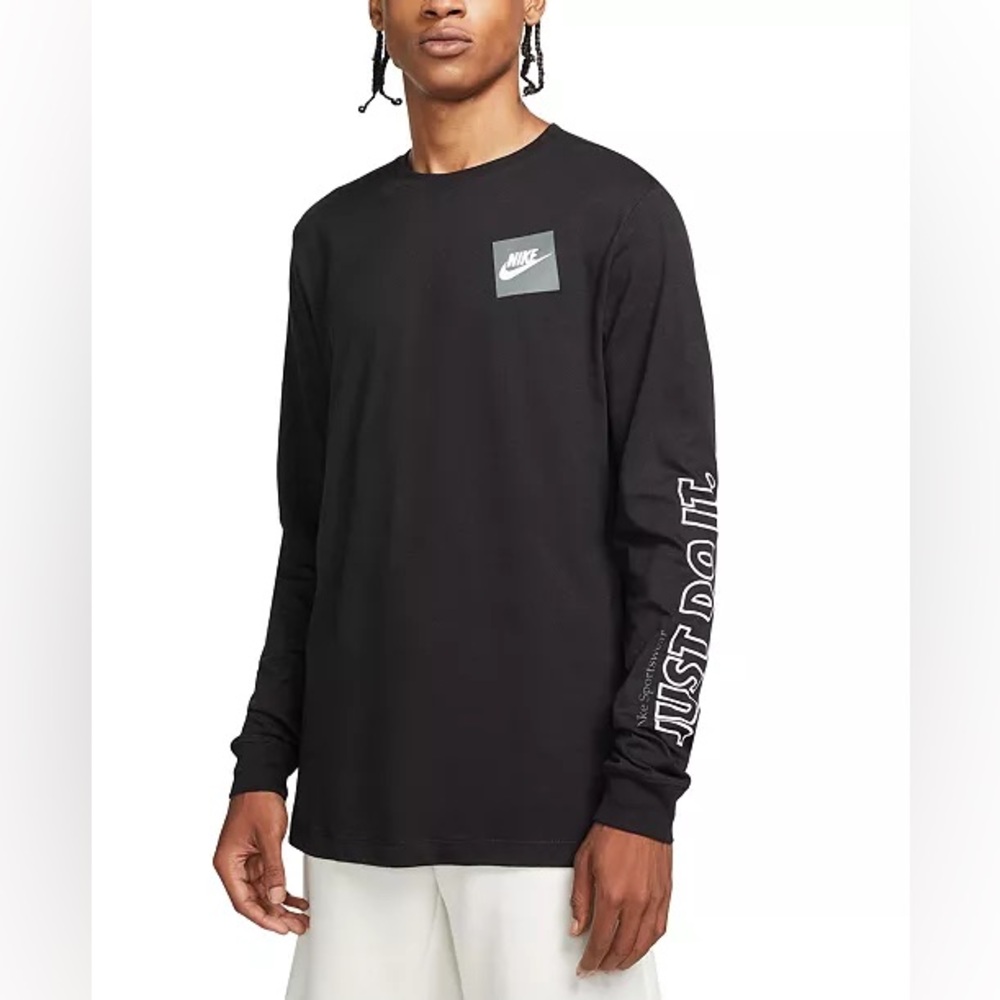 Nike size large Black Long-Sleeve 'Just Do It.' Graphic Tee